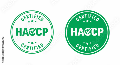 Green HACCP Certified Stamp or Seal Vector Icon for Food Safety Approval on White Background