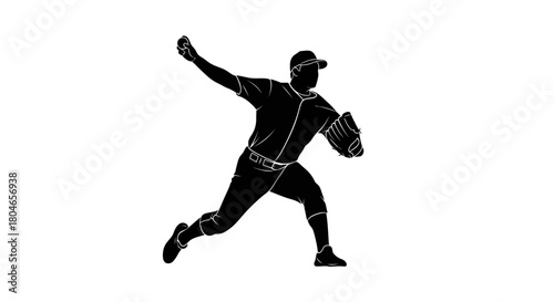 Dynamic baseball pitcher throwing ball with power and precision, ideal for sports promotions and athletic training visuals, emphasizing skill and dedication