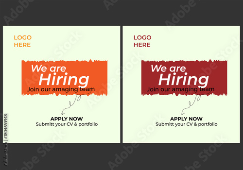 We are hiring job vacancy social media post or Social Media Square Banner design template, We are hiring job vacancy square web banner design vector .