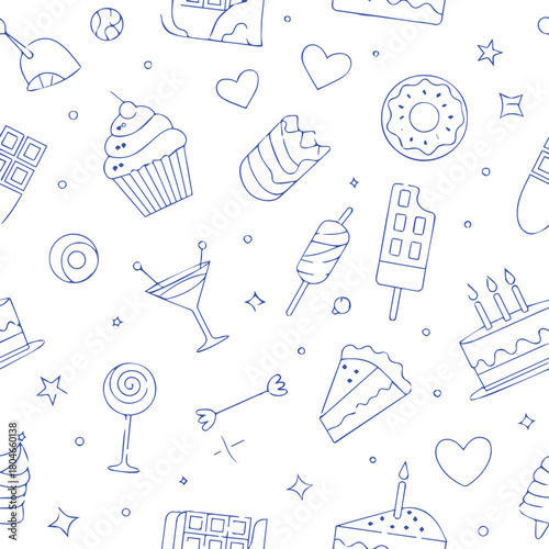 dessert vector pattern confectionery icons party celebration repeat