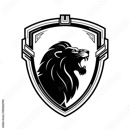 Majestic lion emblem roaring with fierce determination and strength.