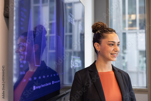 Focused young Businesswoman giving her first presentation in a new job