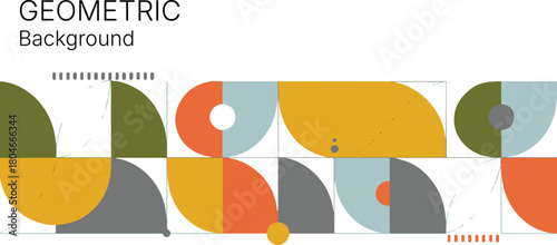 geometric background balanced geometric composition with curves squares and grid