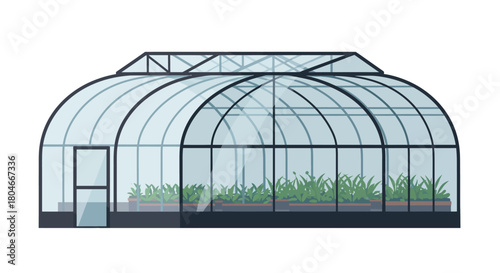 Modern Greenhouse Illustration Sustainable Gardening and Plant Cultivation Concept green energy
