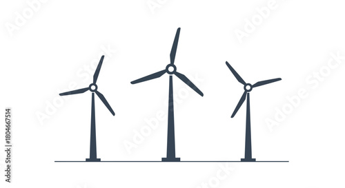 Clean Energy Wind Turbines Generating Electricity Vector Illustration green energy
