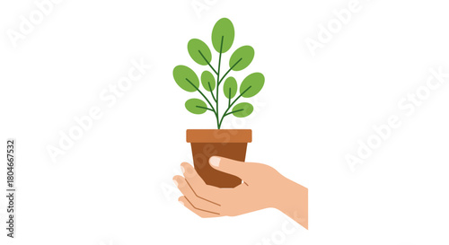 Caring Hand Holding a Growing Plant Symbol of Growth New Beginnings and Sustainability green energy