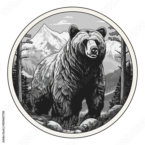 Bear Hunting logo illustration vector image t shirt design