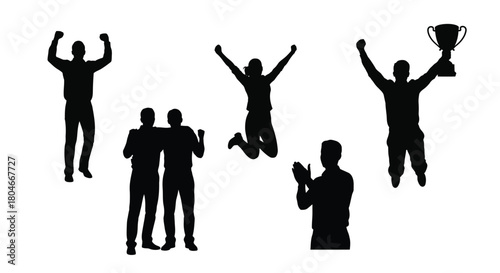 Success Celebration Silhouettes with a Champion Trophy Winner