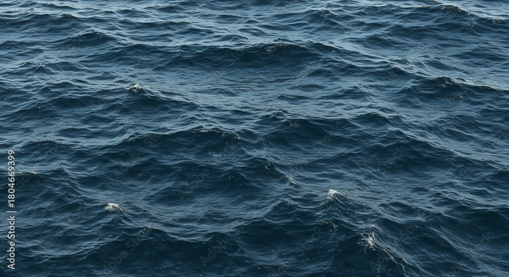 Fototapeta premium Deep blue ocean waves with white foam a textured rippling water surface under natural light