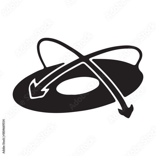 Black and white orbital symbol with arrow design vector
