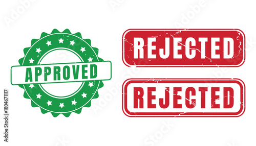 Approved vs rejected stamp vector graphic design comparison