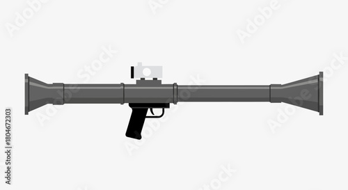 Illustration of a grey rocket-propelled grenade launcher, isolated on white background.