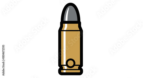 Illustration of a single bullet, depicted in gold and silver, on a white background.