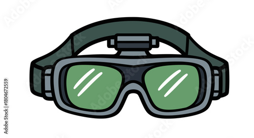 Illustration of futuristic virtual reality goggles, designed for immersive digital experiences.