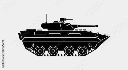 Silhouette of a modern armored fighting vehicle, ready for combat.
