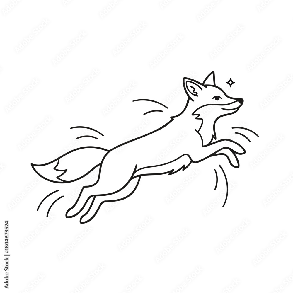 Obraz premium Continuous Line Art Running Fox Vector Minimalist Sketch