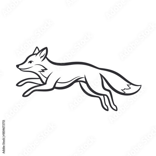 Continuous Line Art Running Fox Vector Minimalist Sketch