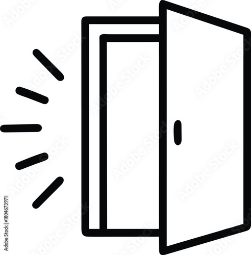 open doorway outline vector icon