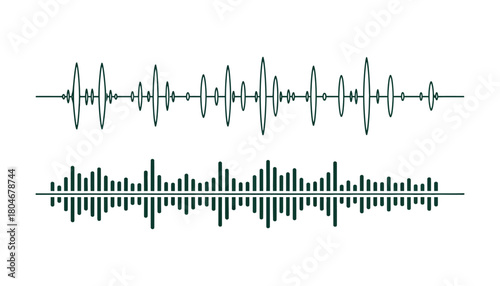 Two audio waveforms displayed horizontally on a white background space
