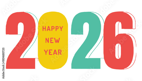 Happy new year greeting card with colorful numbers for the year two thousand