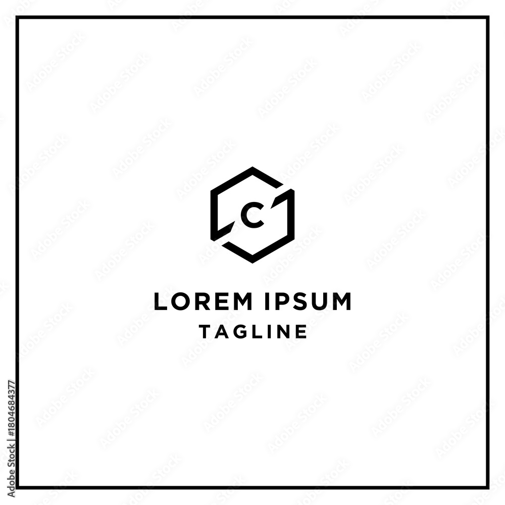 Fototapeta premium sc or cs hexagon logo