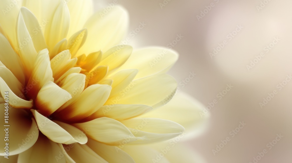 Obraz premium Soft Yellow Flower Petals with Delicate Layers and Gentle Tones Radiating Calmness and Beauty in Gentle Natural Light for Serene Background Design