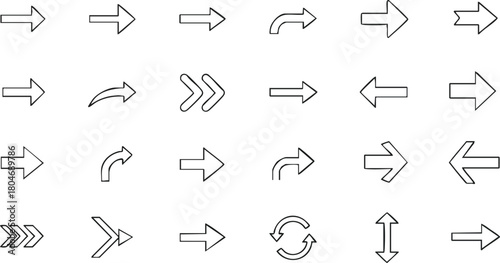 Collection of Simple Line-Drawn Arrows for Directional Guidance and Design