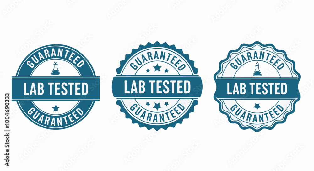 Obraz premium Set of Lab Tested Guaranteed certification stamp seals and badges on white background