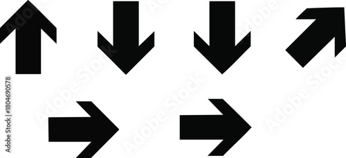 Dynamic Arrow Collection Pointing Up, Down, and Sideways in Black
