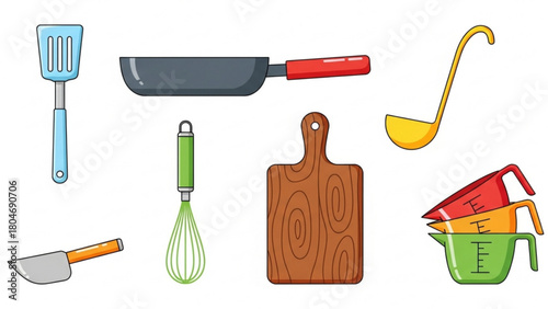 Collection of Culinary Tools and Kitchen Utensils for Cooking and Baking