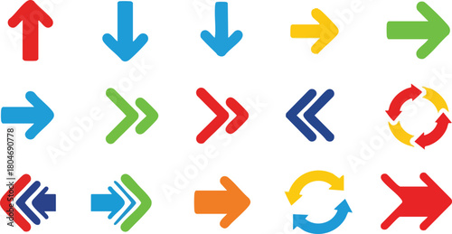 Colorful Arrow Set Diverse Directions & Navigation Icons for Web Design