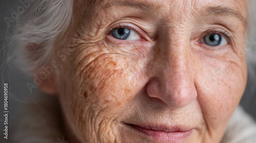 Close-up female face with aging vs. rejuvenation comparison, aged side depicting loss of elasticity and rough texture, youthful side luminous and smooth, soft studio glow