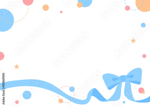 リボンのデコレーションフレーム、円形オブジェクト、ポップなデザイン