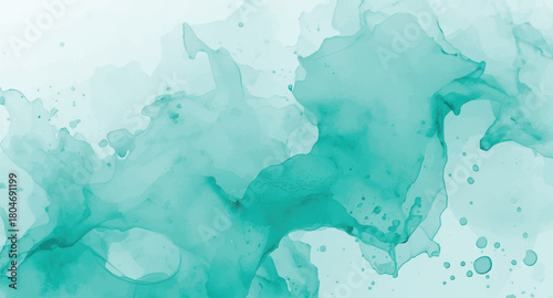 Abstract turquoise watercolor background texture hand drawn alcohol ink stain on white backdrop fluid art illustration modern creative design element for banner, poster