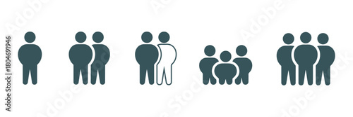 People and group icons illustrating population, user count, team, community, social network, and demographic concepts Vector