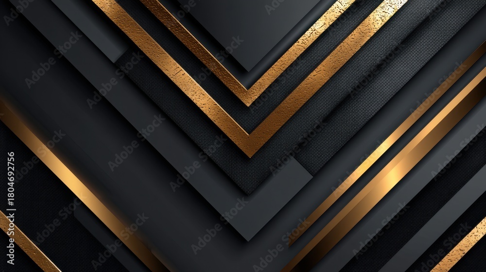 Obraz premium Elegant Black and Gold Abstract Background with Geometric Layers and Textures for Modern Design Projects, Business Presentations, or Digital Artwork