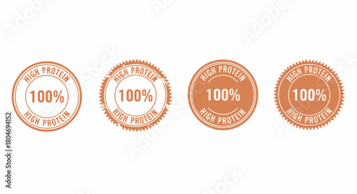 Set of High Protein 100 Percent Guarantee Nutrition Label Badges Vector Illustration