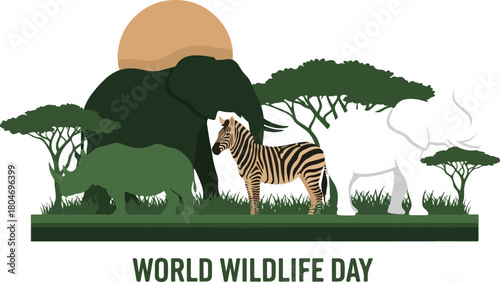 African Wildlife Day Celebration with Zebra and Elephants.