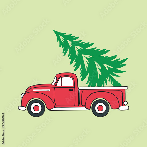 Set of colorful Charistmas red truck with gift boxs vector 4