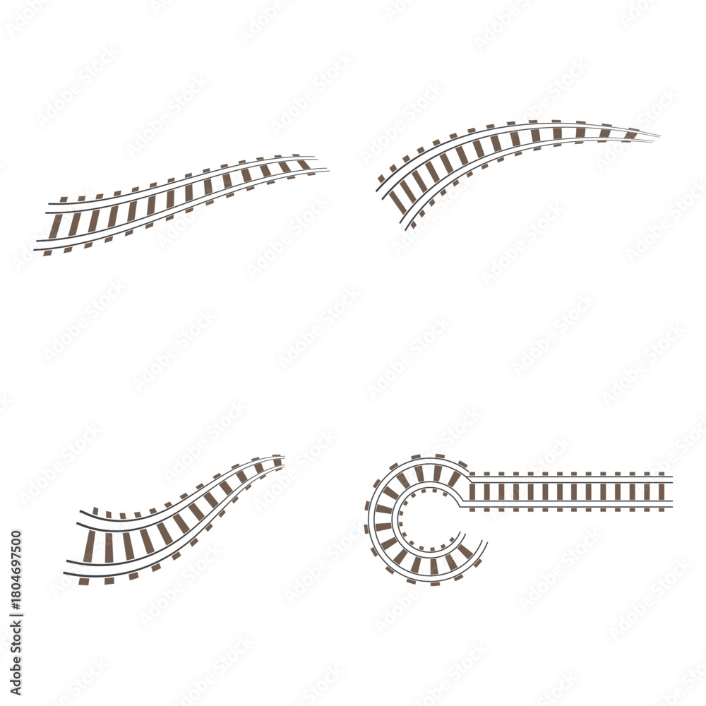 Obraz premium Train tracks vector icon design