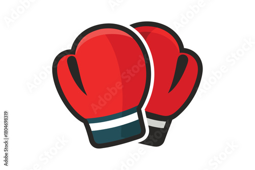 Red boxing gloves cartoon icon, symbol of fight, sport, strength, competition, and challenge illustration vector