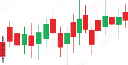 Candlestick chart showing market trends and financial analysis.