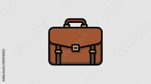 Brown leather briefcase icon flat vector design isolated on white background for business and finance concepts