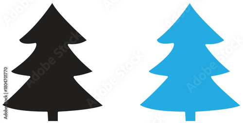 
Collection of Christmas tree silhouette vector icons isolated on white background, vector illustration