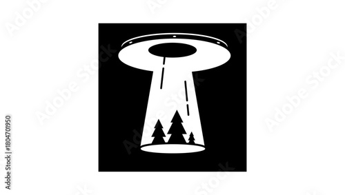 UFO sign, black isolated silhouette