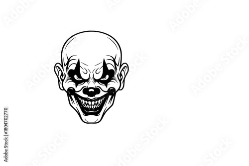 set of Scary clown head, evil clown halloween, Vector illustration, SVG
