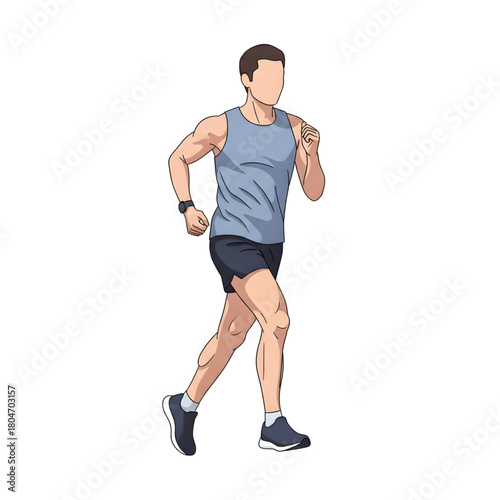 Active Stride: A focused individual runs with determination, embracing the energy of movement, in a vivid display of active living and dedication to fitness.