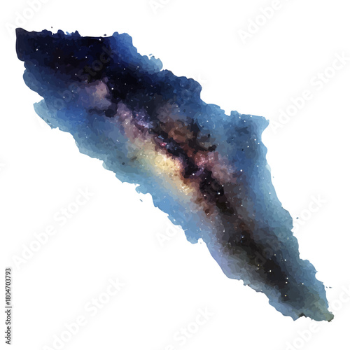Watercolor vector illustration of Milky Way, isolated on white background.