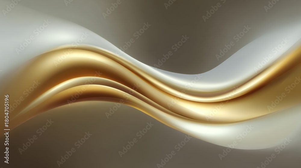 Obraz premium Elegant Abstract Wave Pattern in Soft Gold and Silver Tones, Smooth and Fluid Design Perfect for Backgrounds and Modern Aesthetic Projects