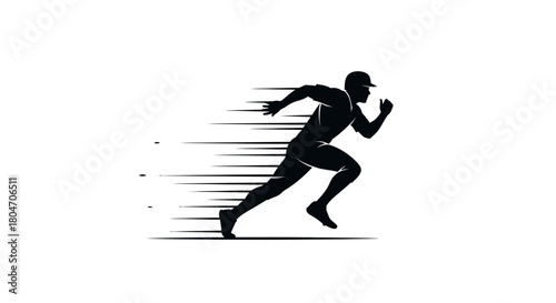 Dynamic runner in motion, a powerful symbol of speed, agility and determination for sports branding, fitness campaigns, and athletic achievement visuals